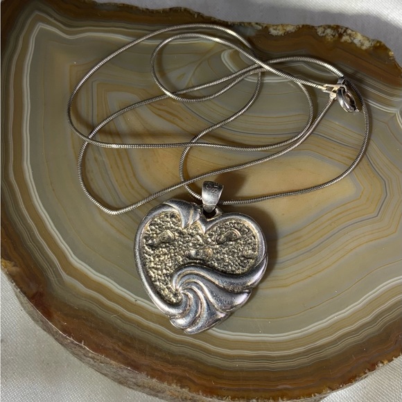 sterling Jewelry - STERLING SILVER HEART FOOTPRINTS IN THE SAND HEART NECKLACE